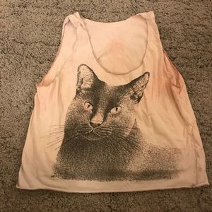 Tie dye cat crop tank